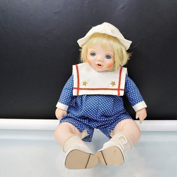 Vintage Porcelain Doll Child With Sailors Clothing - Picture 7 of 8